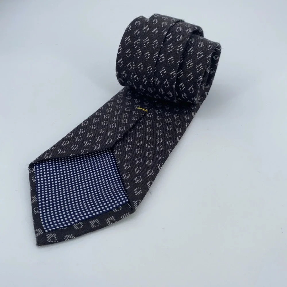 Eton Tie‎ Mens One Size Brown Patterned Silk Classic Luxury Necktie Italy Made